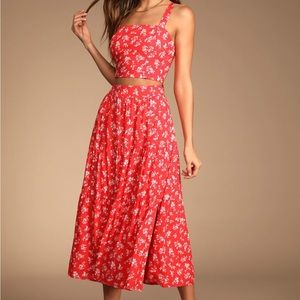 Lulu’s red floral summer dress two piece